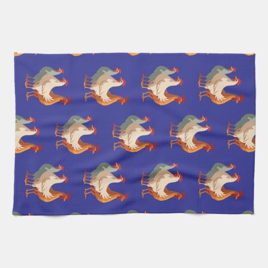 Drie Franse hennen Retro Mid-Century Cut-Out 6 Theedoek (Horizontaal)