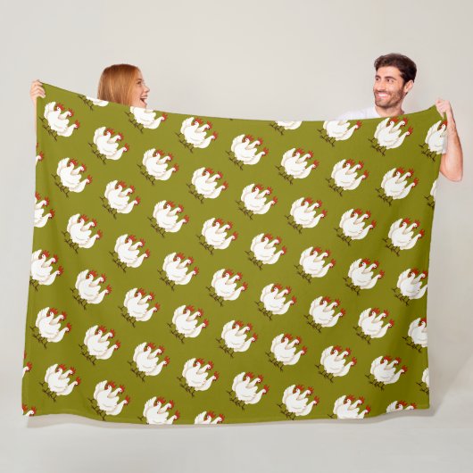 Drie Franse Hennen Retro Midden-Eeuwse Uitknip 1 Fleece Deken (In situ)