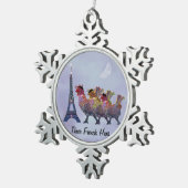 Drie Franse hennen Snowflake Ornament (Rechts)