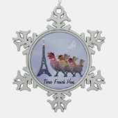 Drie Franse hennen Snowflake Ornament (Voorkant)