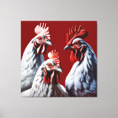 Drie-Franse-Hennen Wit-Gevederde Canvas Afdruk (Voorkant)