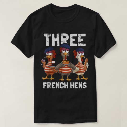 Drie Franse Hens Funny KerstCarol Partridge T-shirt (Design voorkant)