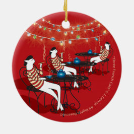 Drie Franse katten... dubbelzijdig Keramisch Ornament