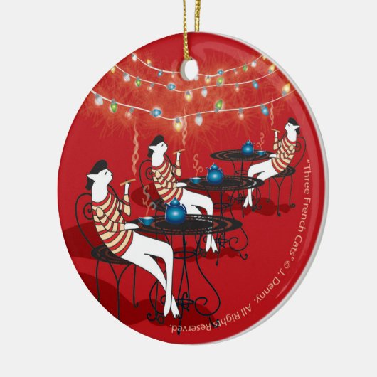 Drie Franse katten... Keramisch Ornament (Links)