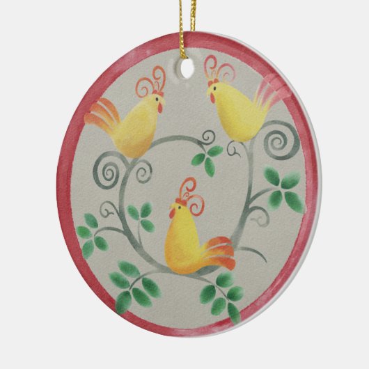 Drie Franse kerstsieraden Keramisch Ornament (Links)