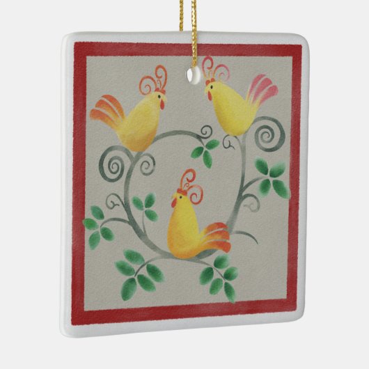 Drie Franse kerstversiering op het Plein van de He Keramisch Ornament (Rechts)