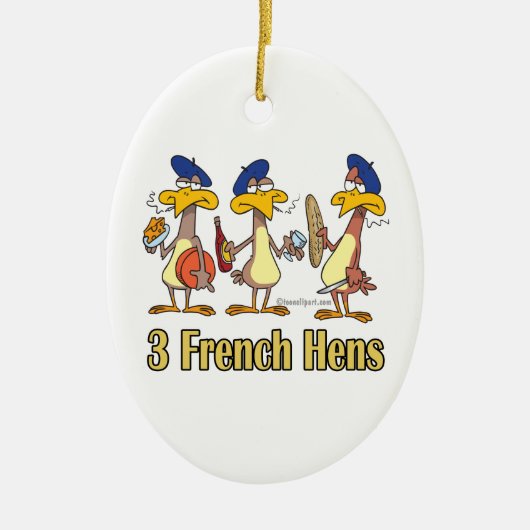 drie Franse kippen 3e derde kerstdag Keramisch Ornament (Voorkant)