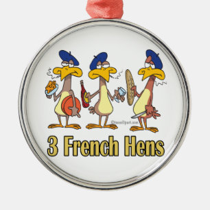 drie Franse kippen 3e derde kerstdag Metalen Ornament