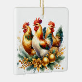 Drie Franse kippen gepersonaliseerde kerst Keramisch Ornament (Rechts)