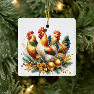 Drie Franse kippen gepersonaliseerde kerst Keramisch Ornament