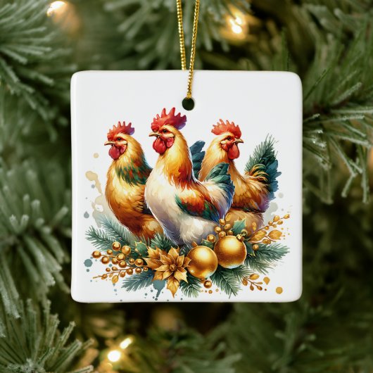 Drie Franse kippen gepersonaliseerde kerst Keramisch Ornament (Boom)