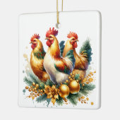 Drie Franse kippen gepersonaliseerde kerst Keramisch Ornament (Links)