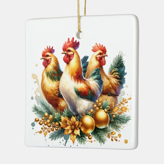 Drie Franse kippen gepersonaliseerde kerst Keramisch Ornament (Links)