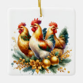Drie Franse kippen gepersonaliseerde kerst Keramisch Ornament (Voorkant)