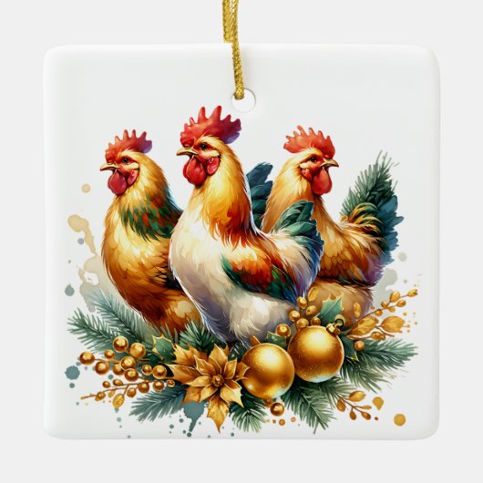 Drie Franse kippen gepersonaliseerde kerst Keramisch Ornament (Voorkant)