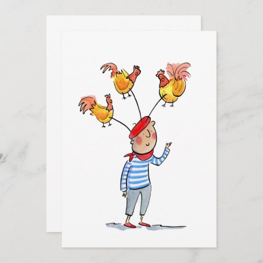 Drie Franse kippen Kaart (Voorkant / Achterkant)