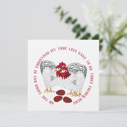 Drie Franse kippen Kerstlied 12 dagen lied Feestdagenkaart (Staand voorkant)