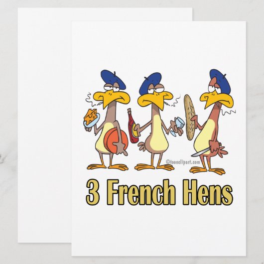 drie franse kippen op de derde kerstdag feestdagenkaart (Voorkant / Achterkant)