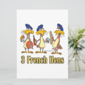 drie franse kippen op de derde kerstdag feestdagenkaart (Staand voorkant)