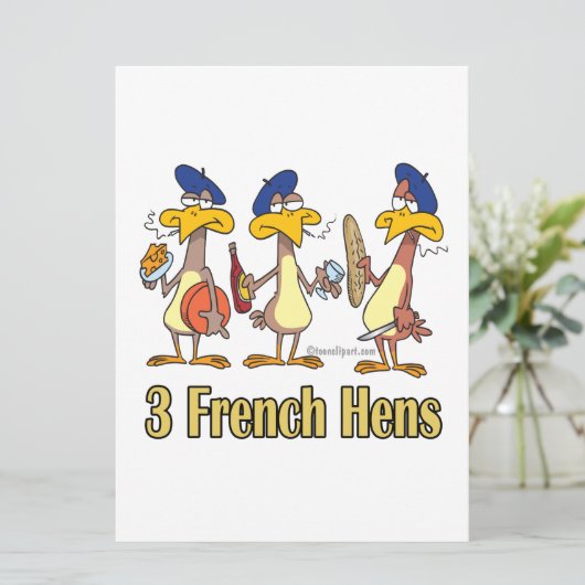 drie franse kippen op de derde kerstdag feestdagenkaart (Staand voorkant)