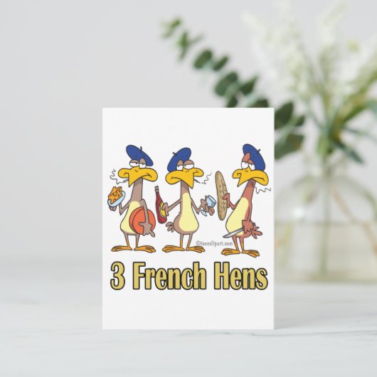 drie franse kippen op de derde kerstdag feestdagenkaart (Staand voorkant)
