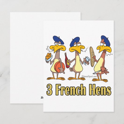 drie franse kippen op de derde kerstdag feestdagenkaart (Voorkant / Achterkant)
