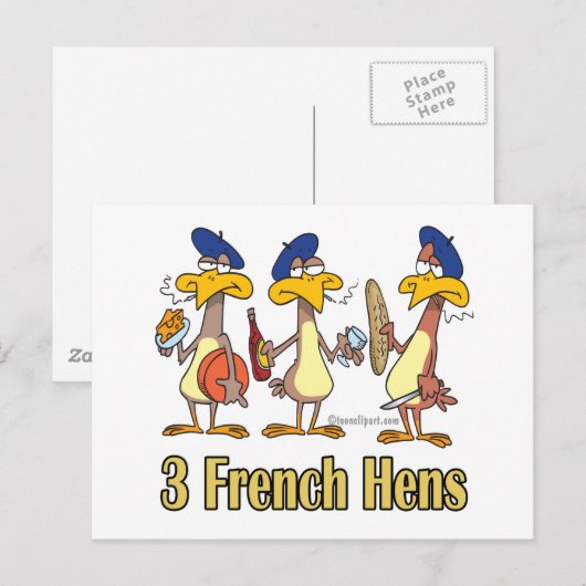 drie franse kippen op de derde kerstdag feestdagenkaart (Voorkant / Achterkant)
