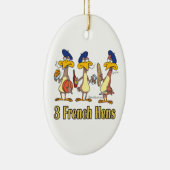 drie franse kippen op de derde kerstdag keramisch ornament (Rechts)