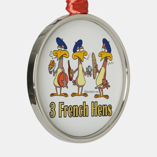 drie franse kippen op de derde kerstdag metalen ornament (Rechts)