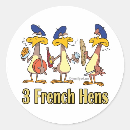 drie franse kippen op de derde kerstdag ronde sticker (Voorkant)