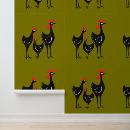 Drie Franse kippen Retro Midden-Eeuwse Uitknip 3 Behang