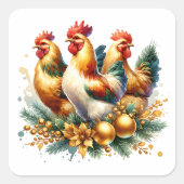 Drie Franse kippen | Twaalf dagen Kerst Vierkante Sticker (Voorkant)