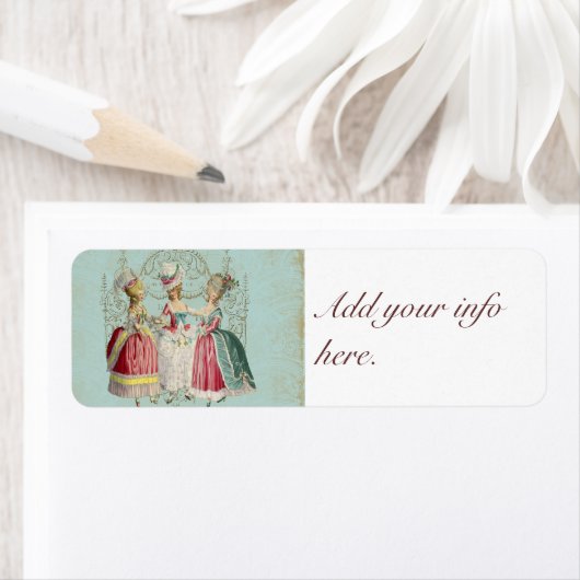 Drie Franse Meisjes Party Stickers Labels (Insitu)