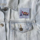 Drie Franse pennen Vierkante Button 5,1 Cm (In situ)