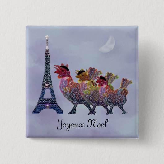 Drie Franse pennen Vierkante Button 5,1 Cm (Voorkant)