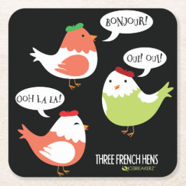 DRIE FRENCH HENS FUNNY CHRISTMAS ONDERZETTER