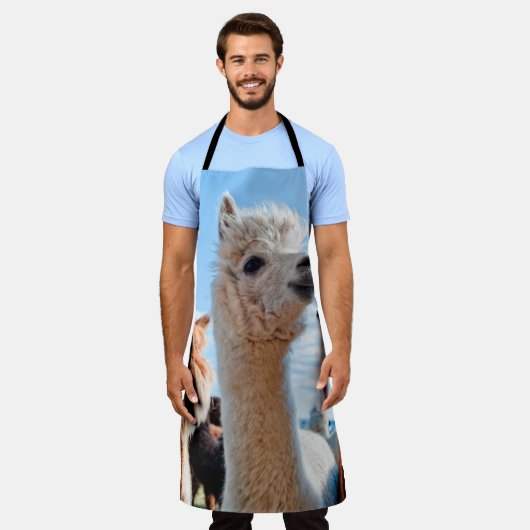 Drie Funny Alpacas Schort (Gedragen)