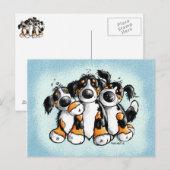 Drie Funny Bernese Mountain Dogs Briefkaart (Voorkant / Achterkant)
