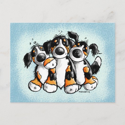 Drie Funny Bernese Mountain Dogs Briefkaart (Voorkant)