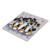 Drie Funny Bernese Mountain Dogs Cartoon Tegeltje (Zijkant)