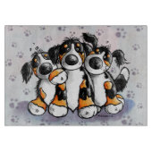 Drie Funny Bernese Mountain Dogs Cutting Board Snijplank (Voorkant)