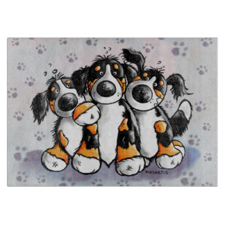 Drie Funny Bernese Mountain Dogs Cutting Board Snijplank
