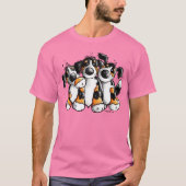 Drie Funny Bernese Mountain Dogs T-Shirt (Voorkant)