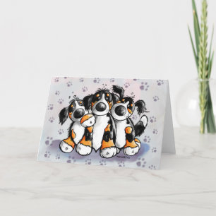 Drie Funny Bernese Mountain Dogs Wenskaart Kaart