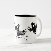Drie Funny Black Crows Tweekleurige Koffiemok (Voorkant rechts)