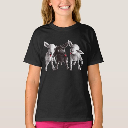 Drie Funny Cheeky Sheep T-shirt (Voorkant)
