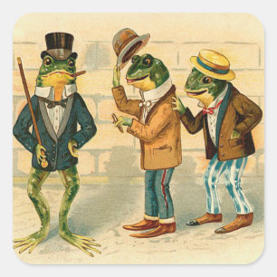 Drie Funny Frogs Vierkante Sticker
