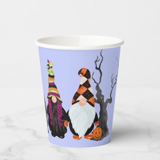 Drie Funny Halloween Gnomes  Papieren Bekers (Links)