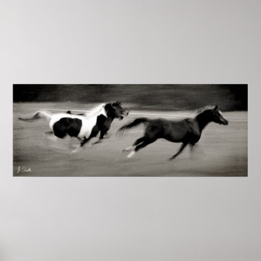 Drie galopingpaarden poster (Voorkant)