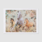 Drie galopperende wilde paarden collage tissuepapier (Voorkant)